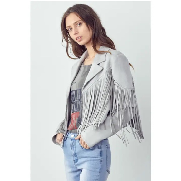 NWT Flawless Women’s Fringe Faux Suede Cropped Jacket - Picture 1 of 16